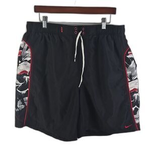 Vintage Y2K Nike Men's Black Red Board Shorts Beach Board Swim Trunks Size XXL